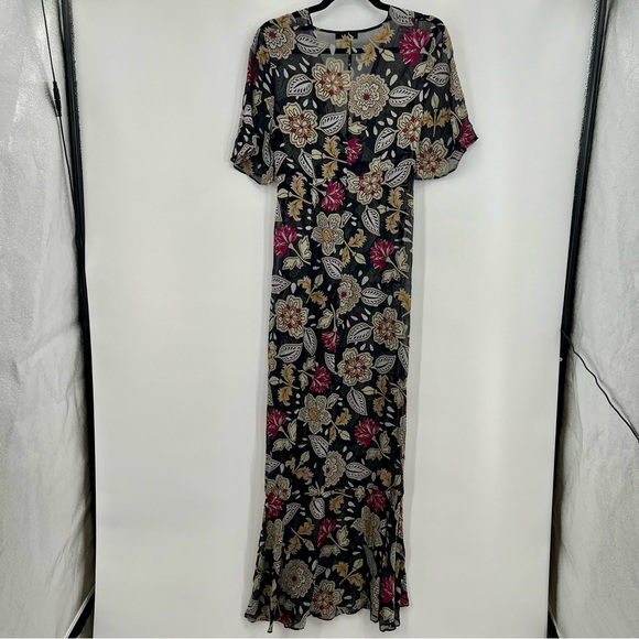 Rag & Bone Tamar Twist Front Floral Sheer Chiffon Maxi Asymmetrical Bodycon US 6 - Picture 12 of 13